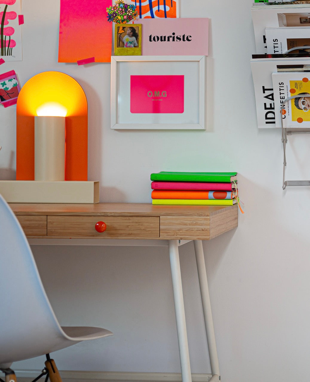 Bouton de meuble en porcelaine Joy orange