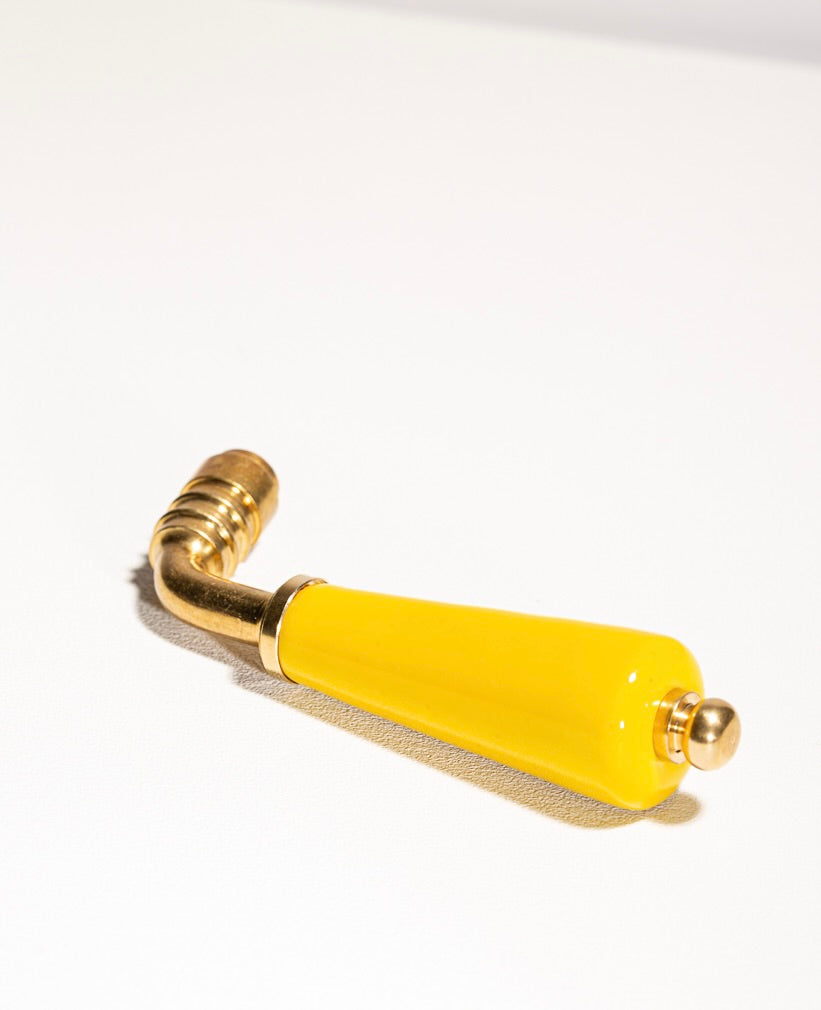 Poignée de porte en porcelaine Joy Jaune