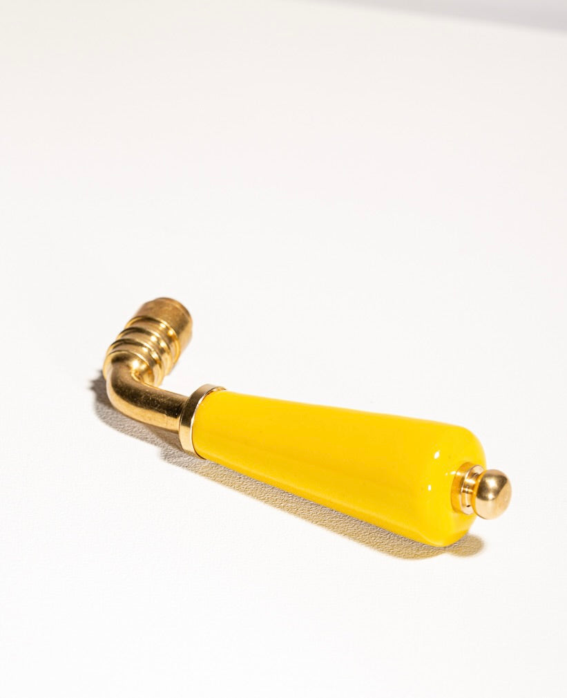 Ensemble poignée et rosaces en porcelaine mix jaune et orange