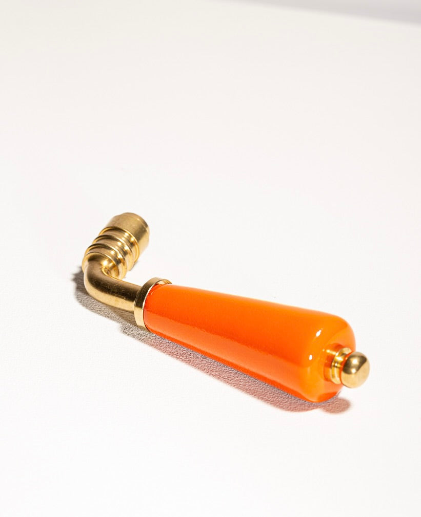 Ensemble poignée et rosaces en porcelaine mix orange et vert