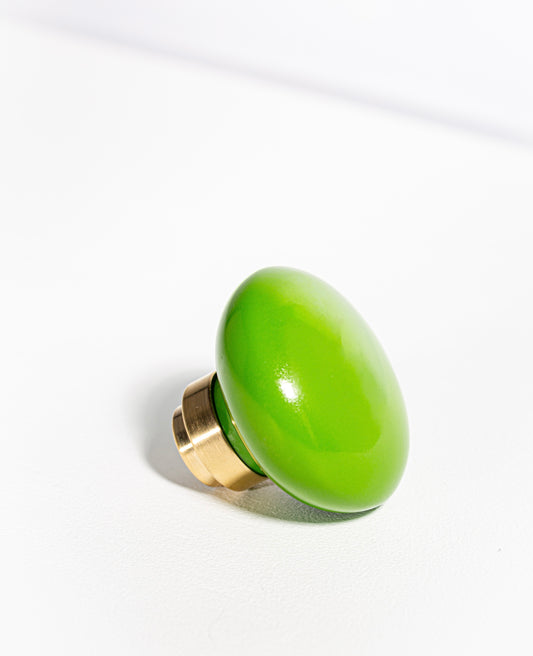 Bouton de porte rond en porcelaine Joy vert
