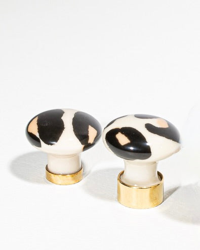 Bouton de meuble en porcelaine léopard - Petite taille
