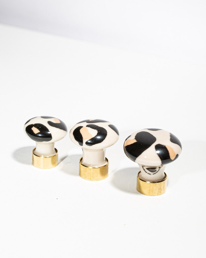 Bouton de meuble en porcelaine léopard - Grandes tailles