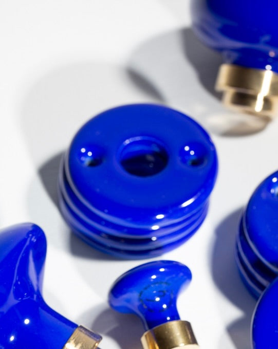 Rosace poignée Déco en porcelaine Bleu vif