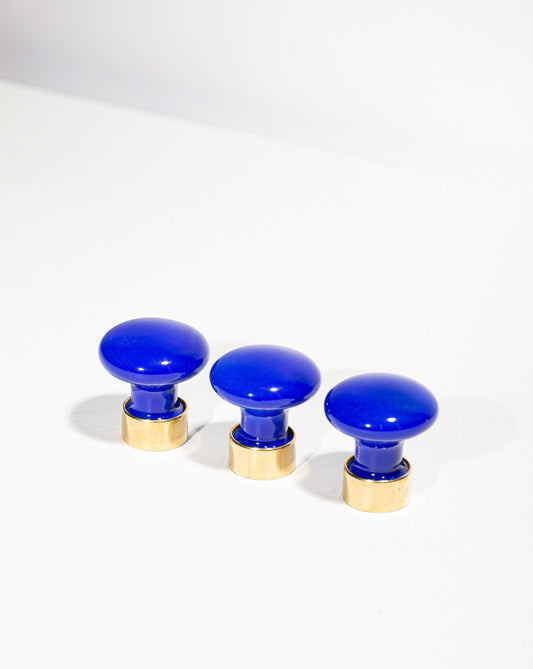 Bouton de meuble en porcelaine Bleu vif