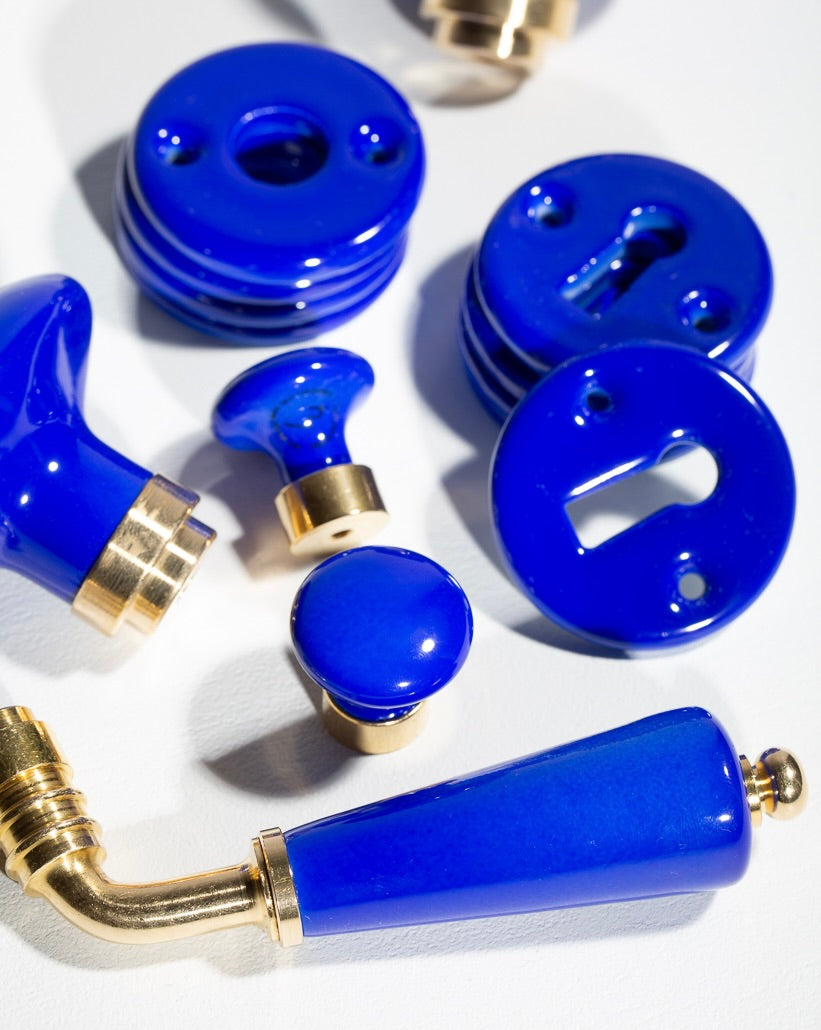 Poignée de porte en porcelaine Bleu Vif