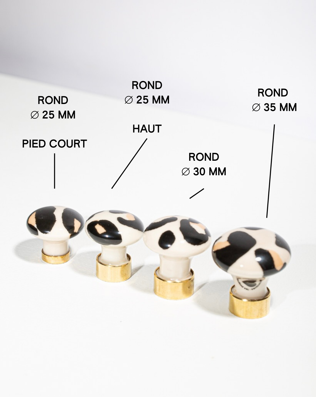 Bouton de meuble en porcelaine léopard - Grandes tailles