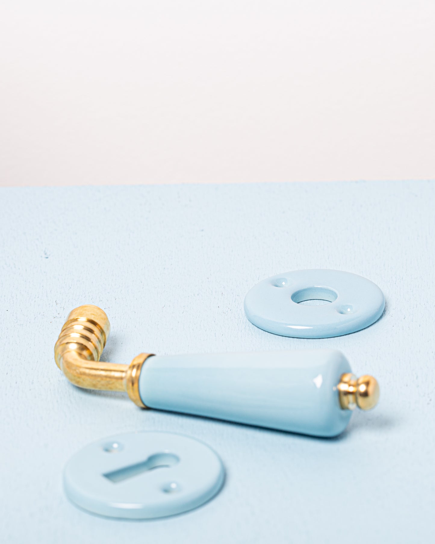 Rosace serrure Clé L en porcelaine Bleu Spa