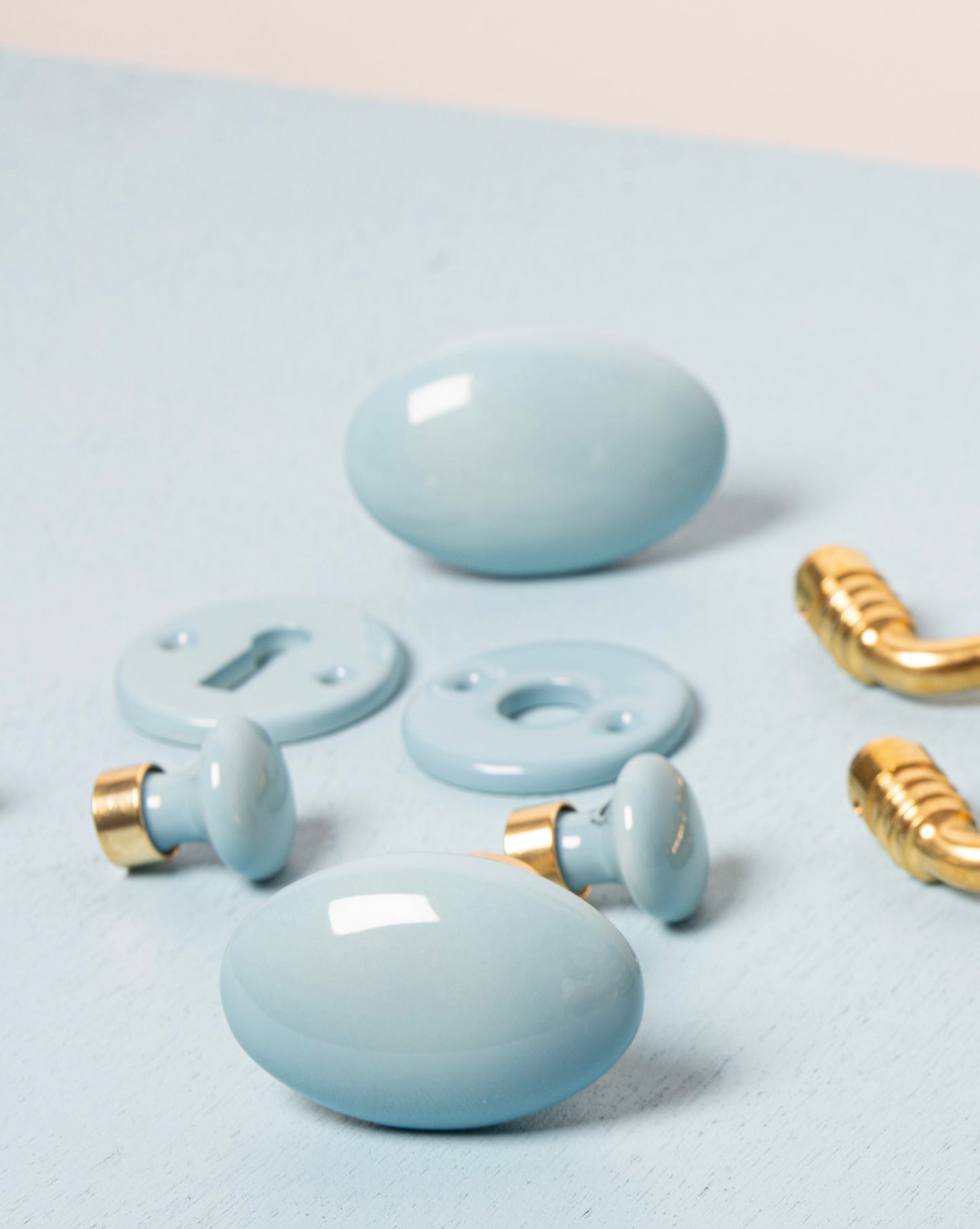 Rosace poignée Déco en porcelaine Bleu Spa