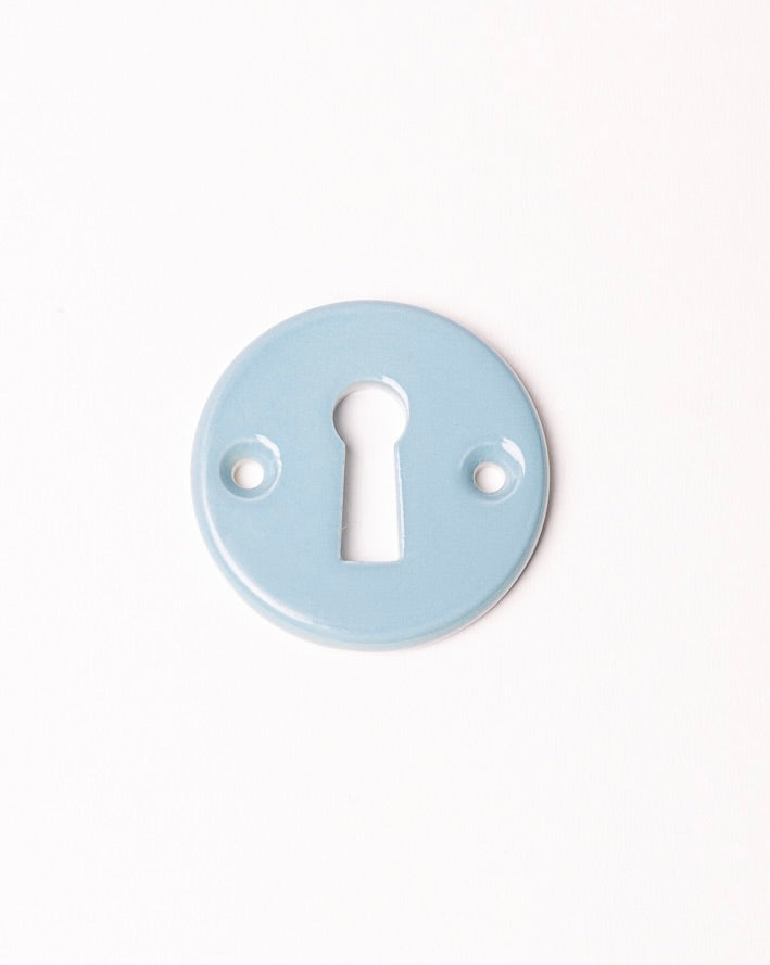 Rosace serrure Clé L en porcelaine Bleu Spa