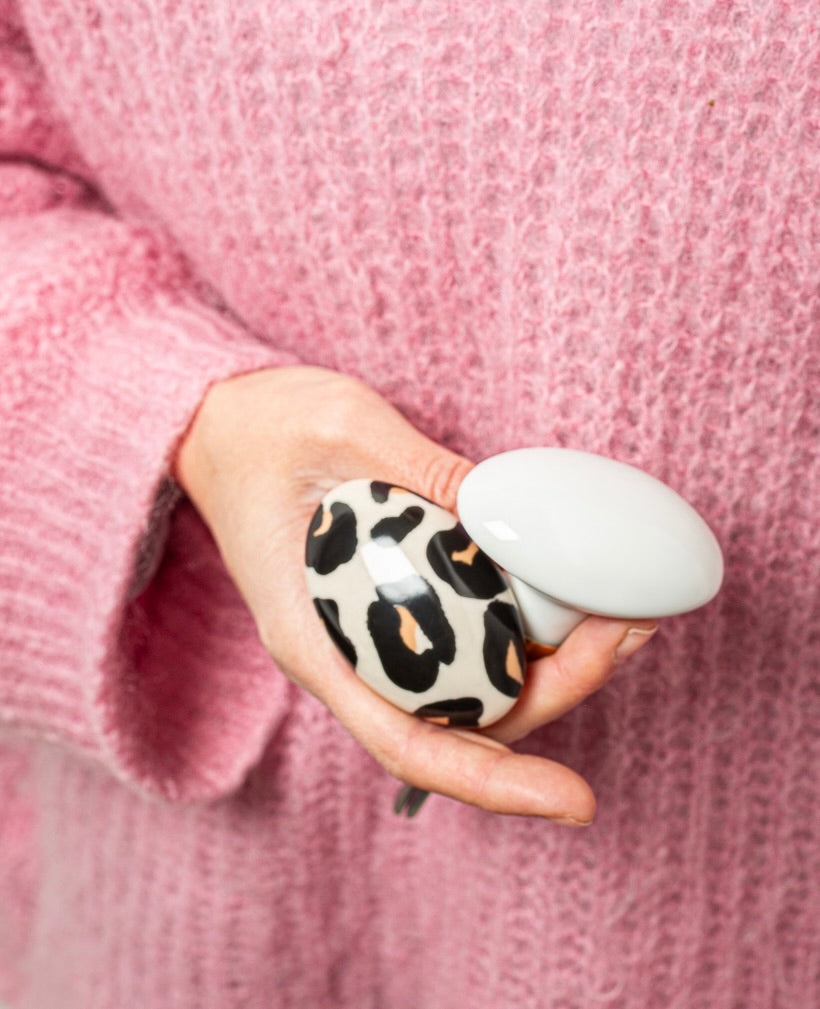 Bouton de porte ovale en porcelaine blanc