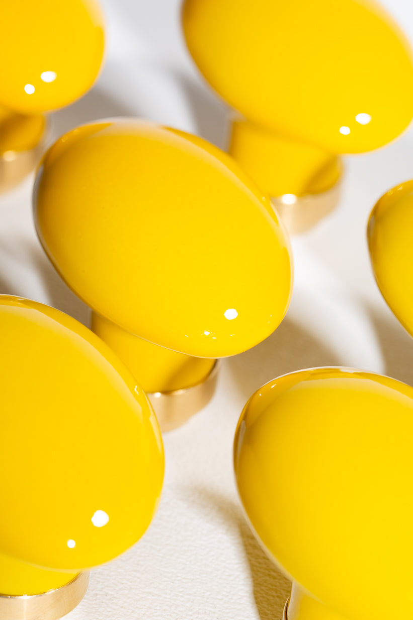 Bouton de porte en porcelaine Joy jaune