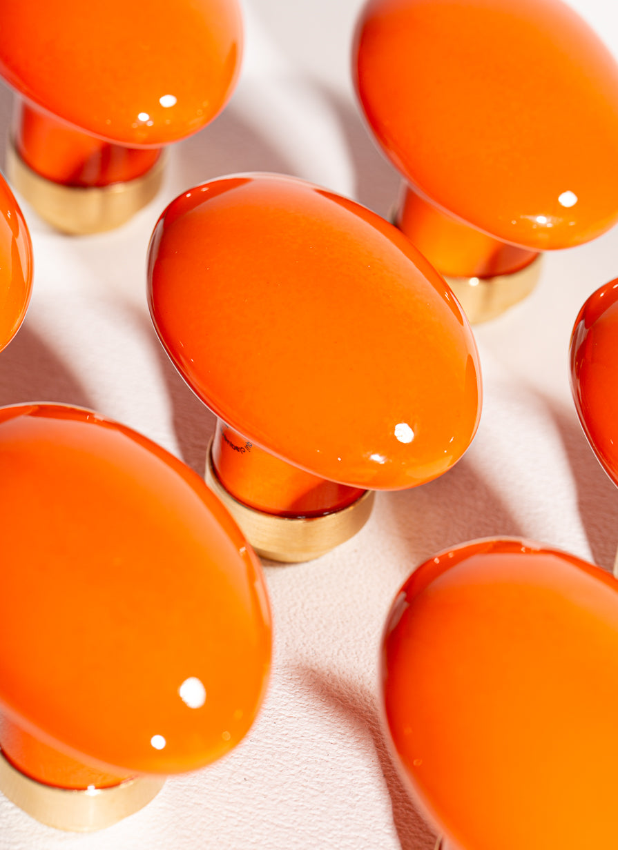Bouton de porte en porcelaine Joy orange