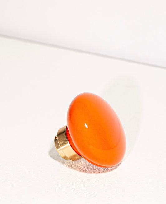 Bouton de porte rond en porcelaine Joy orange