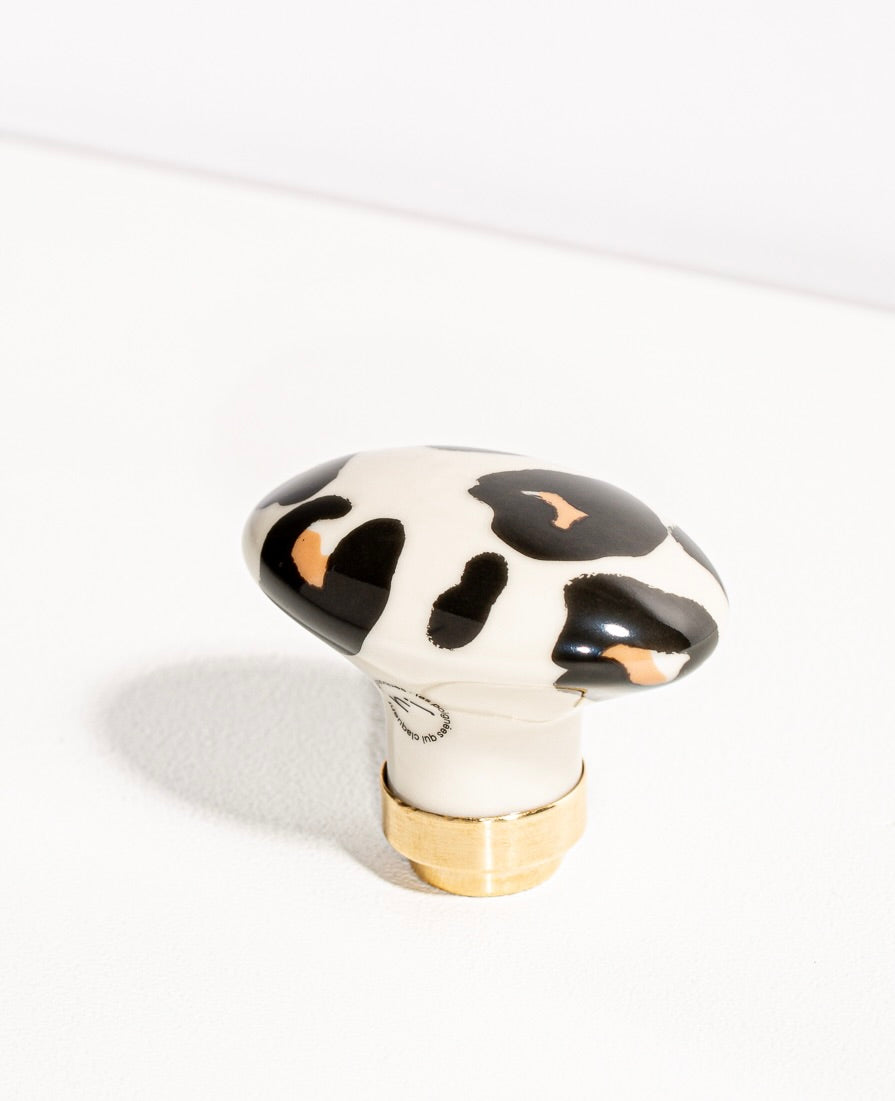 Bouton de porte en porcelaine léopard