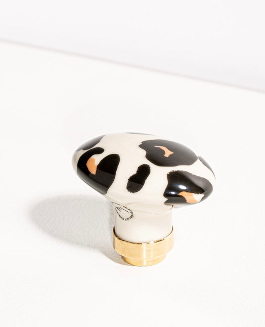 Bouton de porte en porcelaine léopard