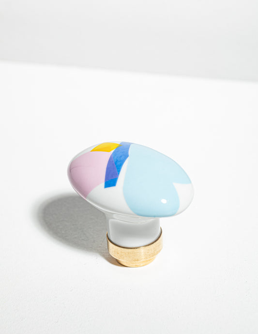 Bouton de porte ovale en porcelaine Collage Couleurs