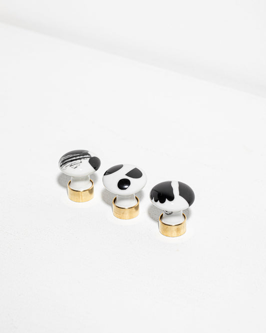 Bouton de meuble en porcelaine Collage Noir
