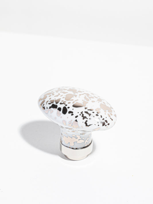 Bouton de porte ovale en porcelaine Meta Averse Platine et Or